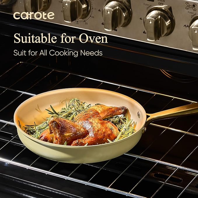 CAROTE 19Pcs Pots and Pans Set, Non Stick Induction Cookware Sets with Durable Cast Steel Handle, Oven-Safe Pots and Pans with Cooking Utensils, PFOS/PFOA Free, Dishwasher Safe, Aluminum