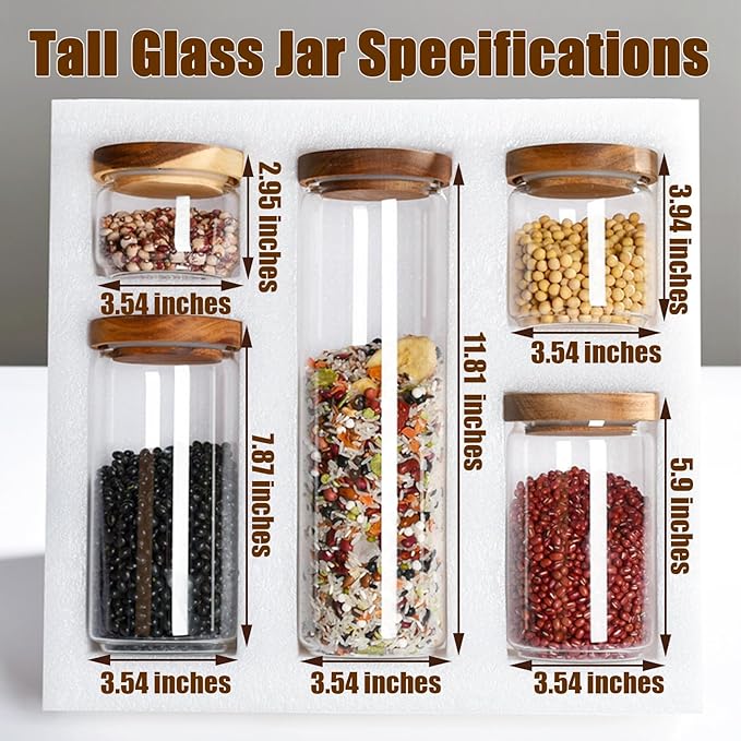 Viovian 24 OZ Glass Candy Jar with Wooden Lid Clear Glass Storage Canister Decorative Jars with Airtight Lids for Food Coffee Beans Cookie Sugar 700ml