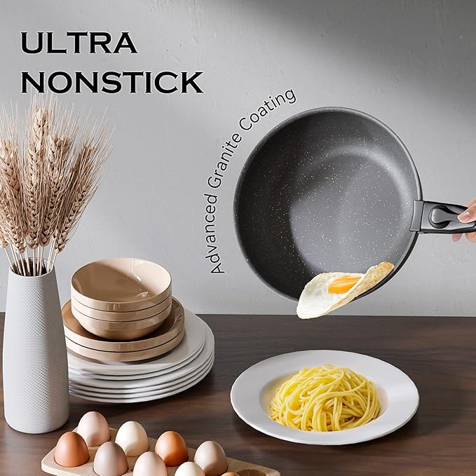 18 Piece Pots and Pans Set with Removable Handle, Nonstick Cookware Set Detachable Handles, Space Saving Stackable Kitchen Sets for RV, Camping & Apartment