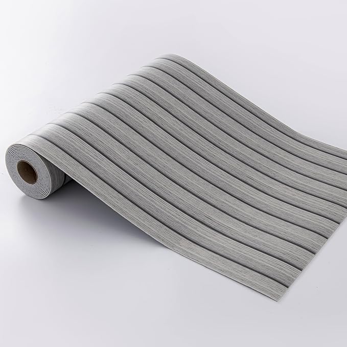 Haimin Wood Grain Slat Wall Panels Peel and Stick Faux Wood Thick Wallpaper 118"x15.75" Waterproof PET & IXPE Foam Paneling (Light Gray)