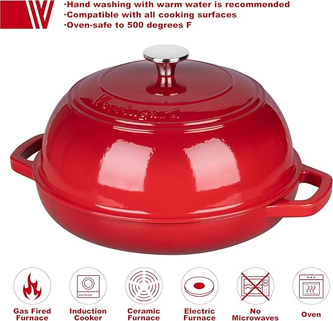 VORRINGARD Enameled Cast Iron Dutch Oven Pot with Lid, Bread Oven for Sourdough Bread Baking, Dutch Ovens with Bread Proofing Basket& Baking Supplies Set, 6 Quart, Red