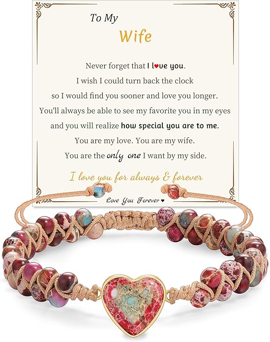 Mothers Day Gifts for Daughter Granddaughter, To My Mom Grandma Wife Girlfriend Sister Jasper Heart Bracelets Birthday Anniversary Christmas Stocking Stuffers Valentines Day Jewelry