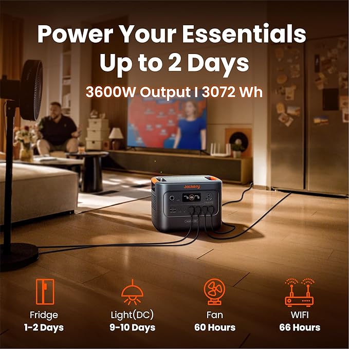 Jackery HomePower 3000 Portable Power Station(2-Pack) with 500X Solar Panels, 3600W (Surge 7200W) Output, 3072Wh LFP Solar Generator, Essential Backup for Home Use, Power Outage, Emergencies