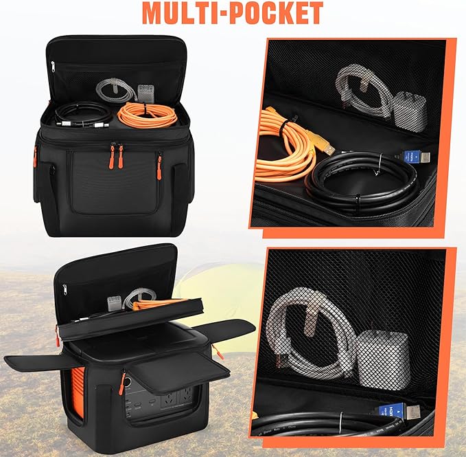Carrying Bag with Wheels Compatible with Jackery Explorer 1000 V2, Soft Portable Power Station Storage Case, Powerstation Roller Bag with Wheels and Side Zipper, Multi-Pocket, Shoulder Strap