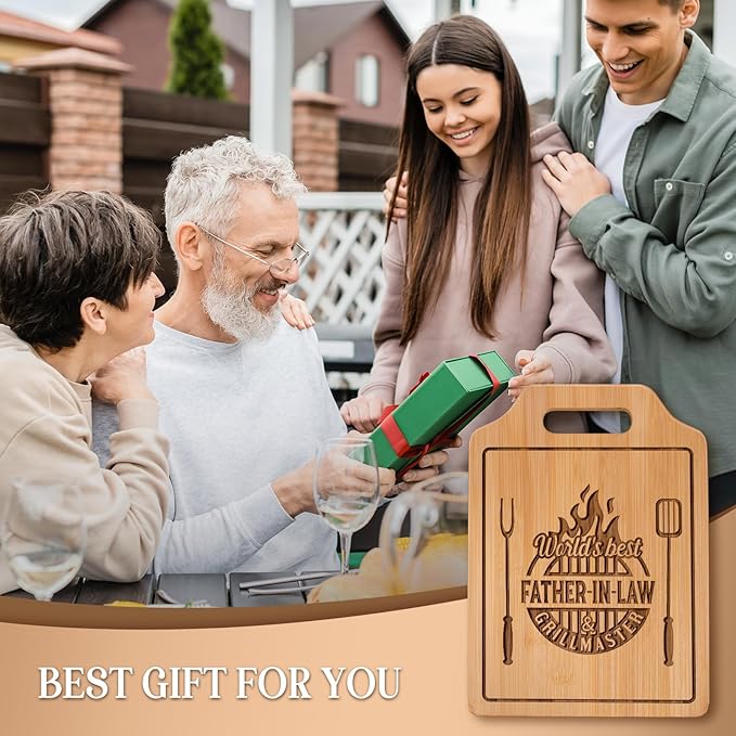 AceThrills Father in Law Gifts for Father In Law Christmas Birthday Gift - Engraved Cutting Board 12.3"L × 8.7"W × 0.4"Th
