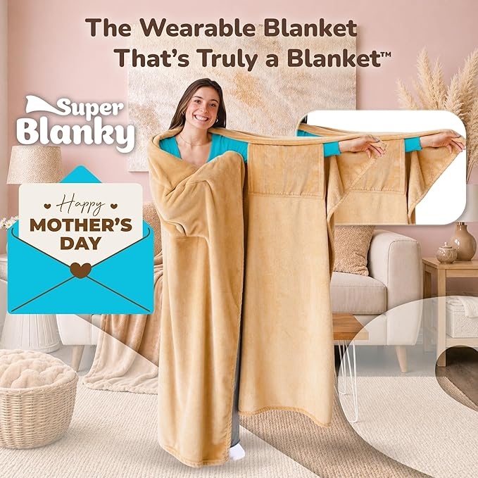 Super Blanky Wearable Blankets for Women, Adult Wearable Blanket Men, Mother's Day Gifts for Her, Wife Birthday Gift Ideas
