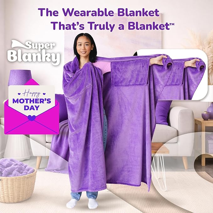 Super Blanky Wearable Blankets for Women, Adult Wearable Blanket Men, Mother's Day Gifts for Her, Wife Birthday Gift Ideas