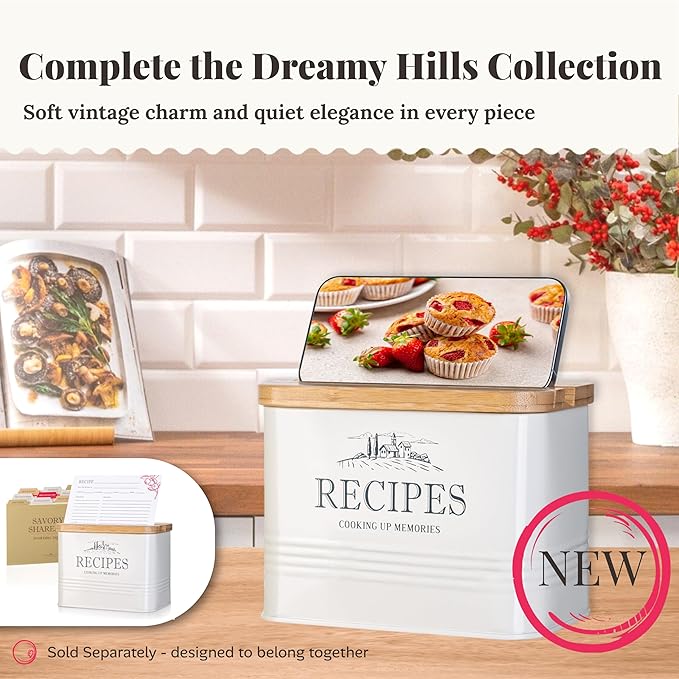 noonberry Kitchen Canisters for Countertop – 3-Piece Airtight Canister Set for the Kitchen Counter with Utensil Holder – Flour Sugar Containers – Cream-White Magnolia Finish