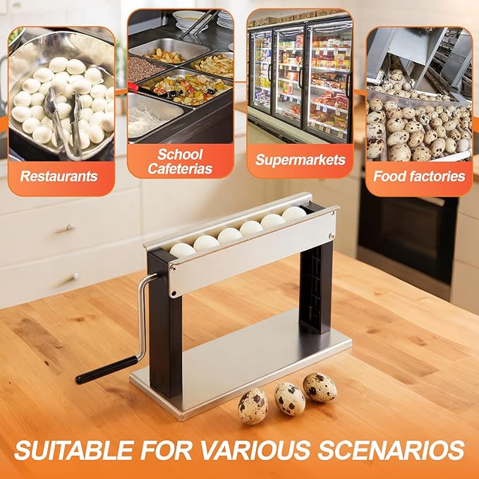 Manual Quail Egg Peeler Sheller, High-efficiency Hard Boiled Quail Egg Peeling Machine, Hand Roll Portable Peeler for Household Kitchen