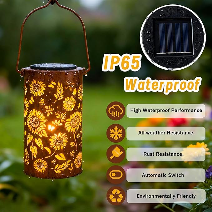 ANYTALK Mothers Day Gifts, Birthday Gifts for Women Mom Grandma, Sunflower Solar Lanterns Outdoor Waterproof, Hanging Solar Lights for Yard, Patio, Porch, Garden Decor