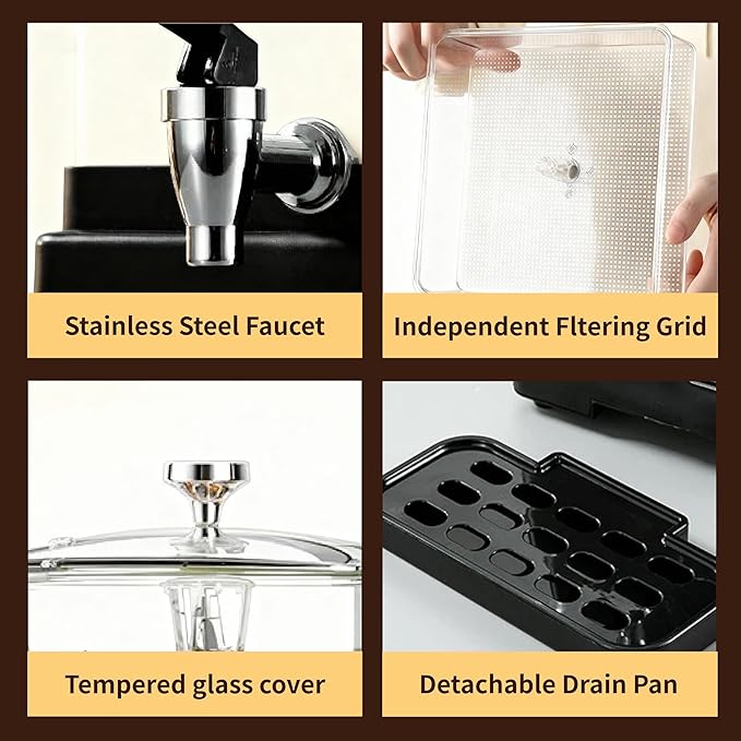 Commercial Coffee Urn Hot Beverage Dispenser Coffee Maker, Food-grade Plastic 10 L 65 Cups, Hot Chocolate Machine, Electric Percolator for Catering Hot Water for Hot Cocoa, Drink, Tea, Juice