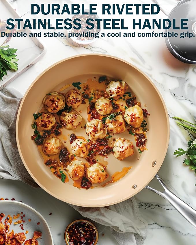 Cooks Standard Classic 11 Inch Hard Anodized Ceramic Nonstick Skillet Pan | Induction Ready Frying Pan with Riveted Stay-Cool Handle, Egg & Omelette Pan, Oven Safe, Black Apricot