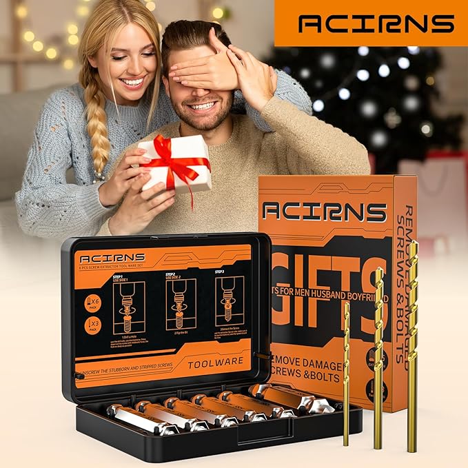 Damaged Screw Extractor Set,Fathers Day Gifts for Dad from Daughter Son,Gifts for Men,Christmas Stocking Stuffers for Men Husband Boyfriend, Cool Stuff Gadgets (white)