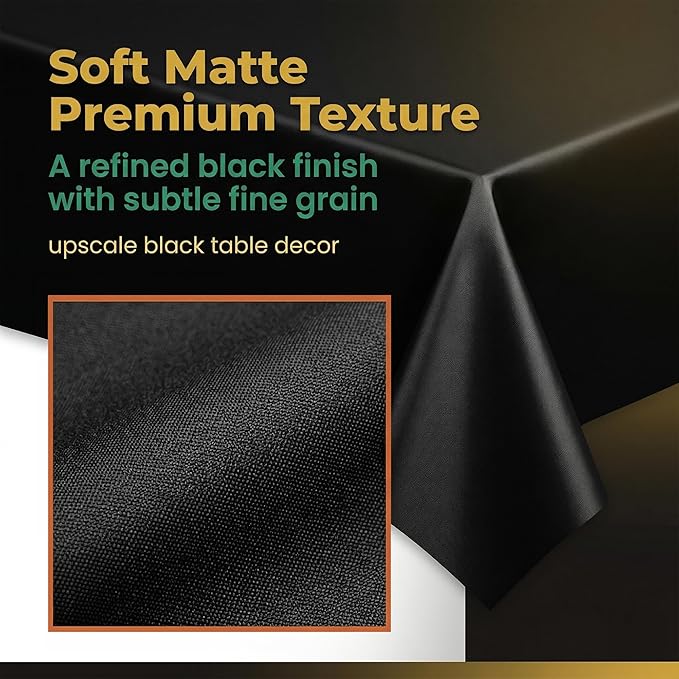 Plastic Table Cloth Disposable, 15 Packs Disposable Tablecloth 54 X 108 Inch Black Plastic Tablecloth for Rectangle Tables Tougher PEVA Table Cover for Party Decorations Picnic Dining Birthday