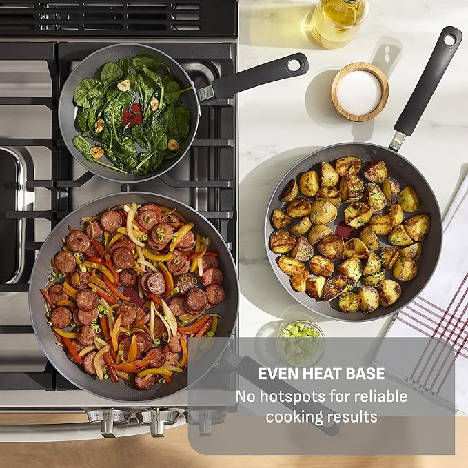 T-Fal Ultimate Hard Anodized Nonstick 13 Piece Cookware Set, Oven Safe Up to 400°F, Pots and Pans Set, Includes Frying Pans, Saucepan, Stockpot, Cooking Utensils, Stone