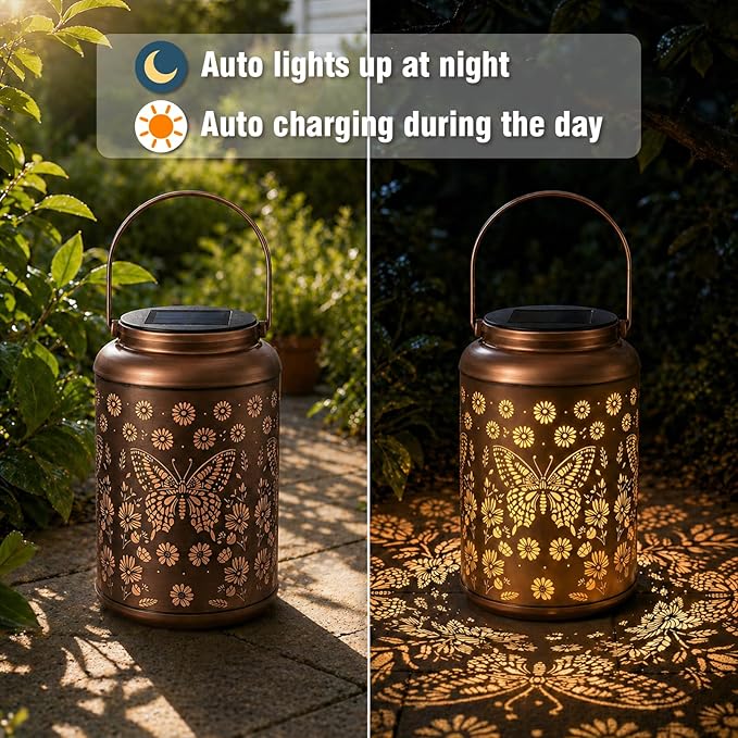 Mothers Day Gifts for Women Mom Grandma, Birthday Gifts Butterfly Solar Lights Outdoor Waterproof, Decoration Outside for Outdoor, Yard, Garden Decor Butterflies Solar Lantern