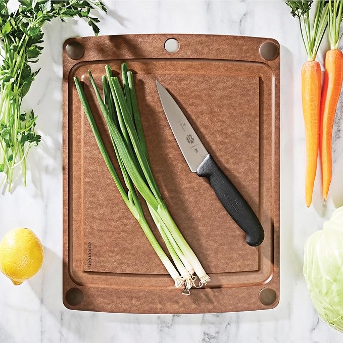Epicurean All-In-One Cutting Board with Non-Slip Feet and Juice Groove - Non-toxic, Dishwasher Safe, Made in the USA, 14.5" x 11.25", Nutmeg