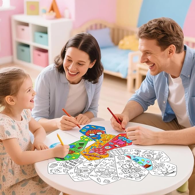 Father's Day Crafts Kits for Kids - 24Pcs Happy Father's Day Bulk Tie Coloring Crafts Best Dad Ever Color Your Own Hanging Tie Ornaments for School Home DIY Art Activities Holiday Party Favor Supplies