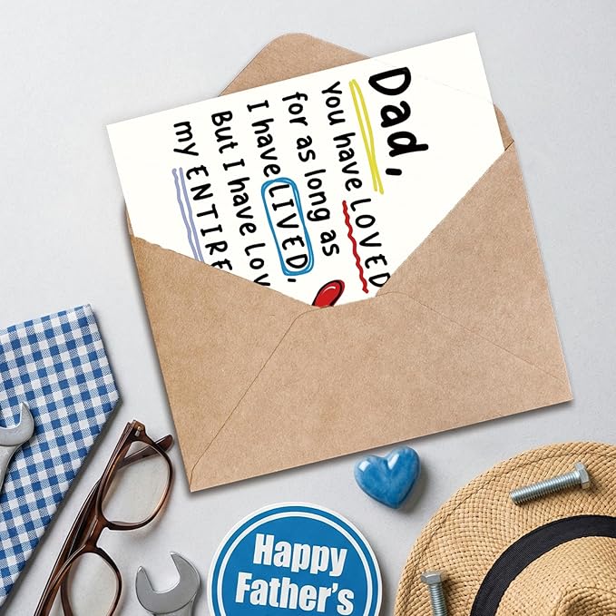 Fathers Day Card Gift for Dad from Daughter Son, Meaningful Double-Sided, Minimalist Premium Design, Perfect Father's Day Decoration Ideas