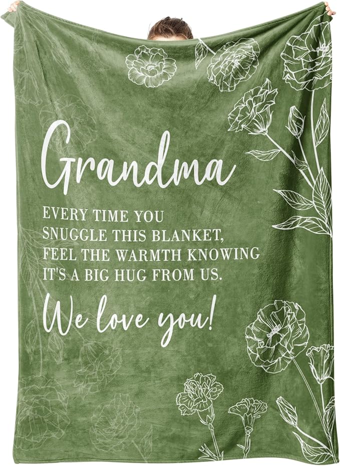 Mothers Day Grandma Gifts, Birthday Gifts for Grandma from Grandkids, to My Grandmother Soft Throw Blanket 50" x 60", Grass Green