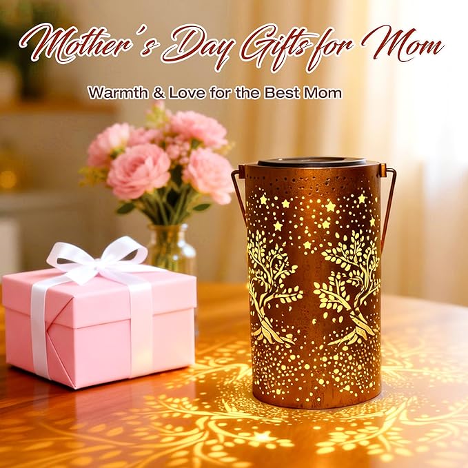 ANYTALK Tree of Life Solar Lanterns Outdoor Waterproof, Birthday Gifts for Women Mom Grandma, Hanging Solar Lights for Yard, Patio, Porch, Garden Decor, Christmas Gifts for Her/Him