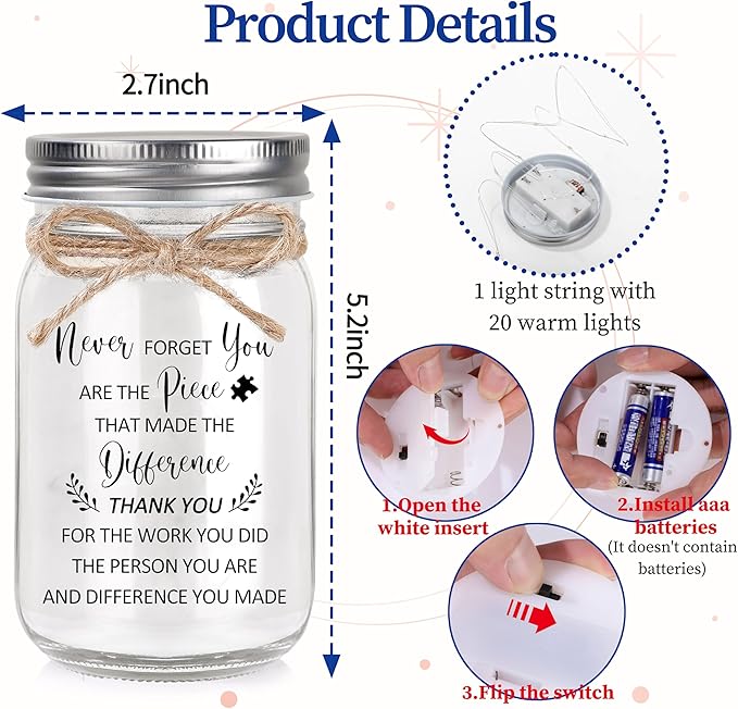 Thank You Appreciation Gifts for Women Teacher Employee, Farewell Retirement Gifts for Nurse Coworker Boss Never Forget You Are the Piece That Made the Difference
