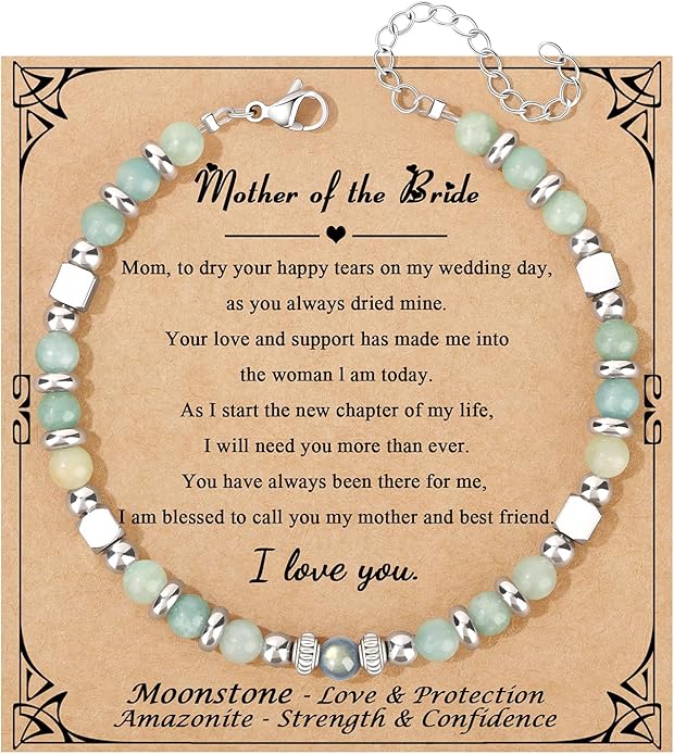 JoycuFF 𝗚𝗶𝗳𝘁𝘀 𝗳𝗼𝗿 𝗪𝗼𝗺𝗲𝗻 𝗠𝗼𝗼𝗻𝘀𝘁𝗼𝗻𝗲 𝗕𝗿𝗮𝗰𝗲𝗹𝗲𝘁 Amazonite Colorful Imperial Jasper Stainless Steel Beads Bracelets, Mothers Day Birthday Christmas Valentines Graduation Gifts