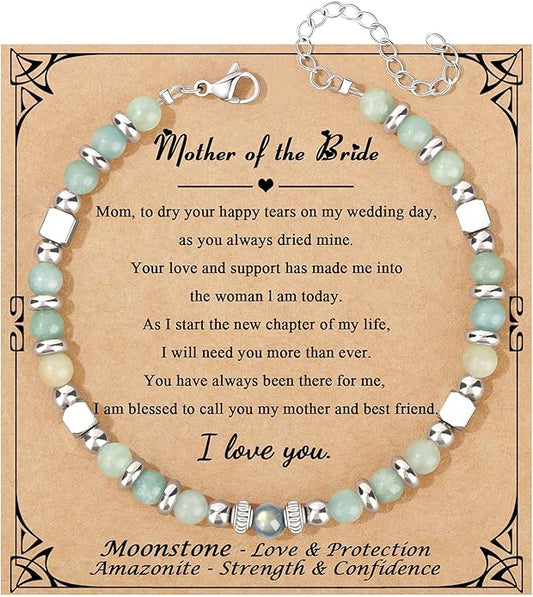 JoycuFF 𝗚𝗶𝗳𝘁𝘀 𝗳𝗼𝗿 𝗪𝗼𝗺𝗲𝗻 𝗠𝗼𝗼𝗻𝘀𝘁𝗼𝗻𝗲 𝗕𝗿𝗮𝗰𝗲𝗹𝗲𝘁 Amazonite Colorful Imperial Jasper Stainless Steel Beads Bracelets, Mothers Day Birthday Christmas Valentines Graduation Gifts