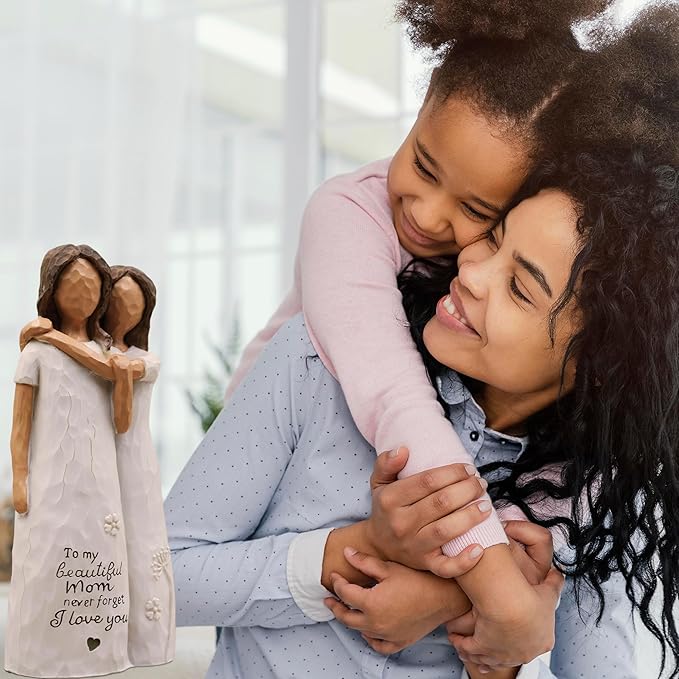 Gifts for Mom, Mom Gifts from Daughters, Sculpted Hand-Painted Figurine (deep Skin Tones)