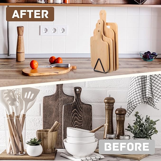 Suclain Cutting Board Organizer, Triangle Cutting Board Rack Black Metal Chopping Sheet Holder, Pots Pan Lids Cookie Sheet Organizer for Cabinet Countertop Shelf, 3.94 x 3.94 x 3.54 in
