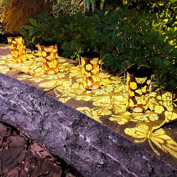 Mothers Day Gifts, Butterfly Flower Birthday Gifts for Women, Solar Lanterns Outdoor Waterproof, Garden Decor Metal Hanging Decorative Solar Lights for Patio, Gardening Gifts for Women Mom Grandma