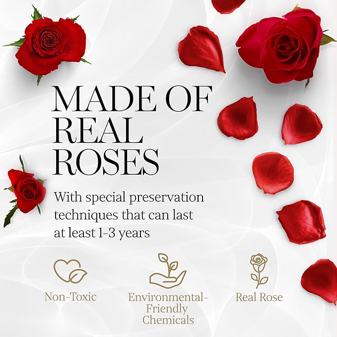 GLAMOUR BOUTIQUE 7 Flower Forever Heart Shape Box, for Mom, Eternal Preserved Roses Gift for Her, Long Lasting Flowers Bouquet, for Birthday, Anniversary and Girlfriend - Red