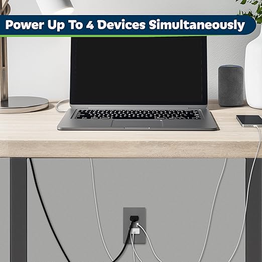 TOPGREENER 2-Port USB Outlet, Type C USB Wall Outlet, 15 Amp TR Receptacle Plug, Charging Power Outlet with USB Ports, Wall Plate Included, UL Listed, TU21536AC-GY-2PCS, Gray, 2 Pack