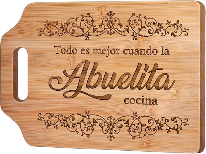 AceThrills Abuelita Gifts for Abuelita Mothers Day Gifts in Spanish for Birthday, Christmas - Engraved Bamboo Cutting Board 12.3"L x 8.7"W x 0.4"Th, Regalo Para Abuelitas