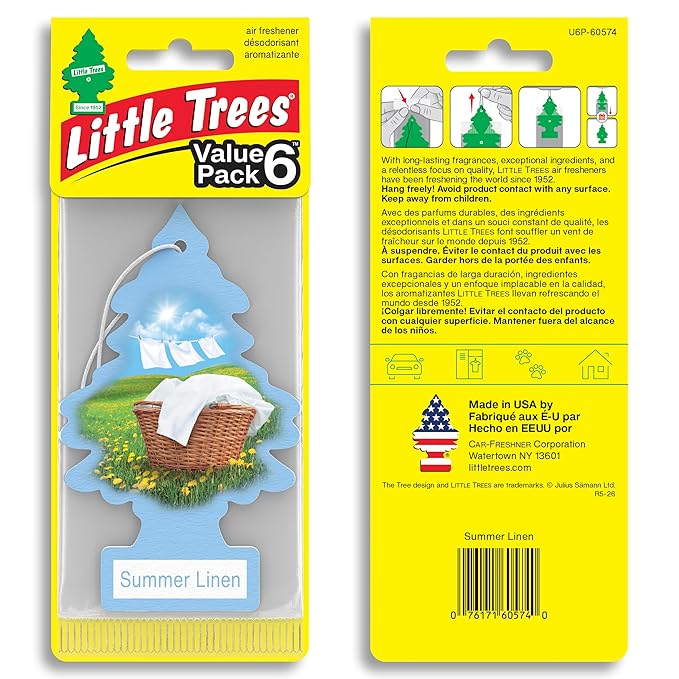 LITTLE TREES Car Air Freshener | Hanging Tree Provides Long Lasting Scent for Auto and Home | 24 Air Fresheners |Summer Linen