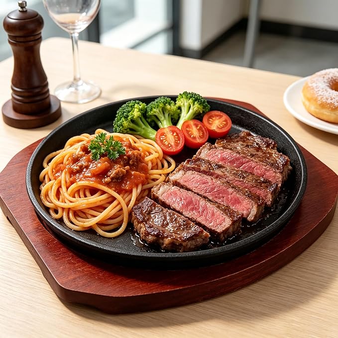 Cast Iron Fajita Plate, Skillet Pan, Steak Platter (11 inch with Base)