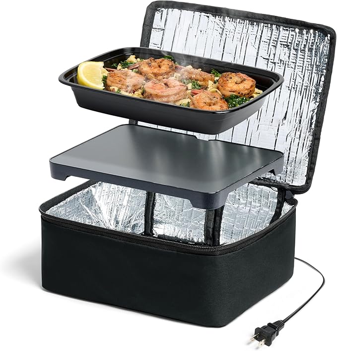 HOTLOGIC Mini Heated Lunch Box- Portable Electric Food Warmer for Men and Women - Great for Work, Office, and Construction - Cook, Reheat, and Eat on the Go - 120V - Black