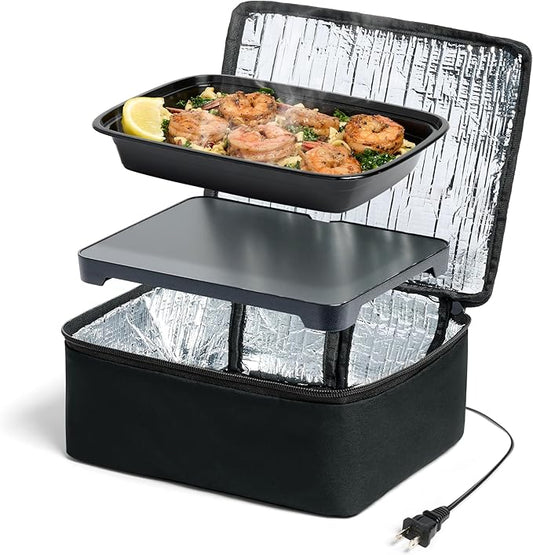 HOTLOGIC Mini Heated Lunch Box- Portable Electric Food Warmer for Men and Women - Great for Work, Office, and Construction - Cook, Reheat, and Eat on the Go - 120V - Black