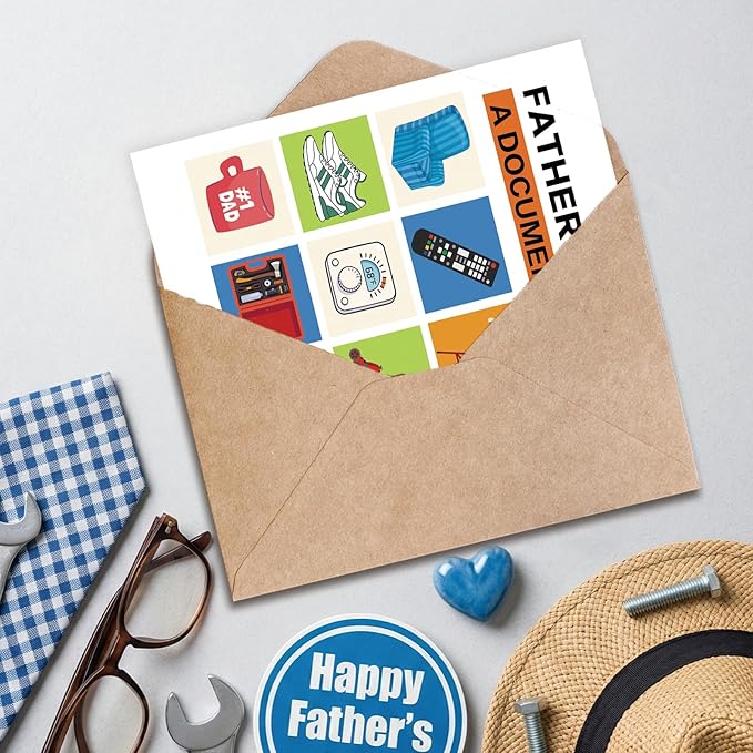 Fathers Day Gift Card for Dad Husband from Daughter Son Wife, Personalized Double-Sided, Minimalist Premium Design, Perfect Father's Day Decoration Ideas