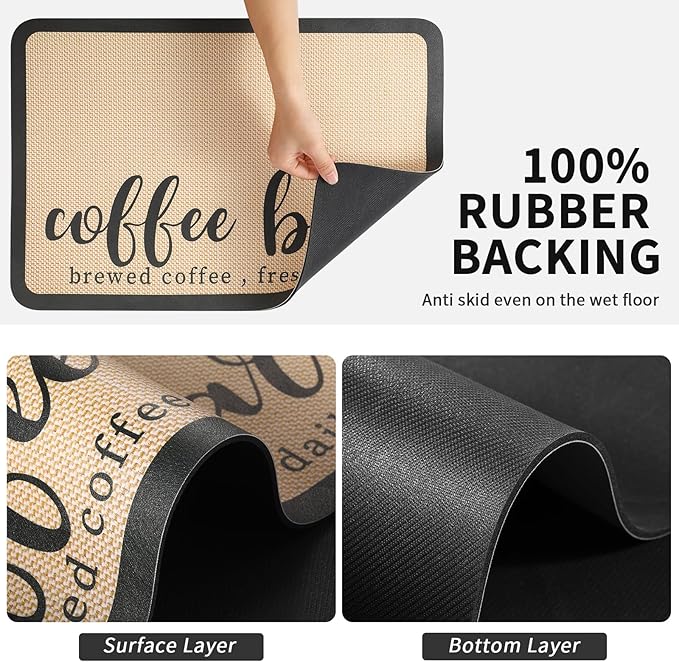 HotLive Coffee Mat - Absorbent Hide Stain Rubber Backed Dish Drying Mat for Kitchen Counter - Bar Mats for Countertops Accessories Fit Under Coffee Maker Espresso Machine