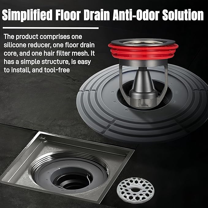 Shower Drain backflow Preventer, Odor-Proof Drain core, one-Way Drainage Valve, Magnetic Closure Valve, Made of Copper, Suitable for Floor Drain, Sewer, Pipes, Fitting for 1.5-3.9 '' ID. (Black)
