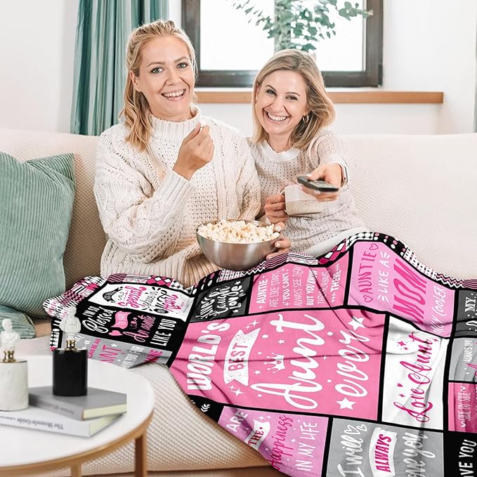 Mothers Day Birthday Gifts for Aunt - World's Best Aunt Ever Gifts from Niece Nephew - Favorite Auntie Birthday Gift Ideas - Christmas Valentines Day Presents for Auntie - Aunts Life Blanket 50"x60"