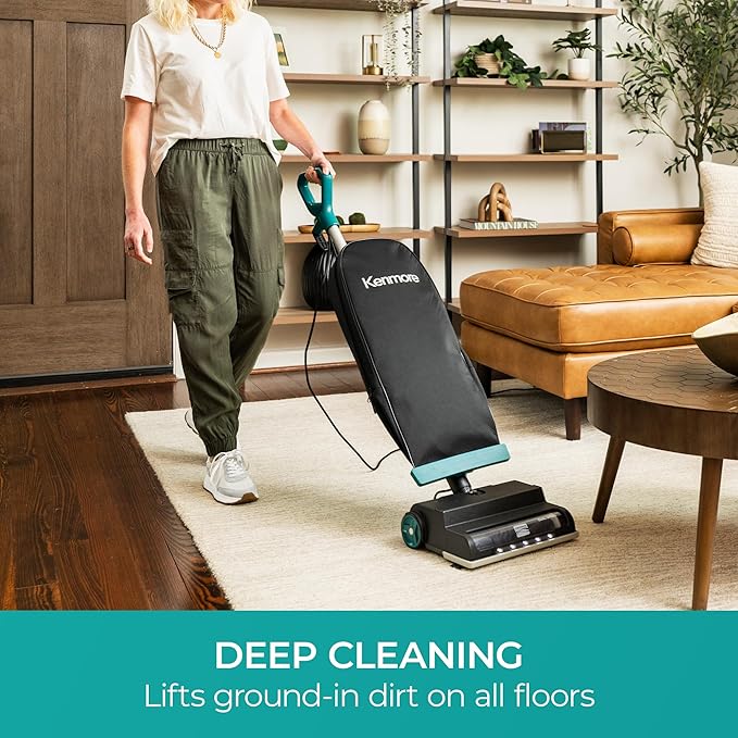 Kenmore Commercial Grade Vacuum Cleaner 14L Capacity Bagged Upright Vac | LED Headlight and 2-Speed Setting Powerful Suction for Pets, Carpets & Hard Floor, BU1001