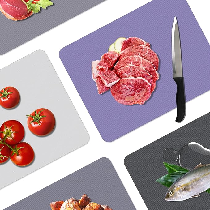 WK Small Flexible Plastic Cutting Boards for Kitchen Set of 3, Non Slip Cutting Mats for Meat, Mini Cutting Board Mats, BPA Free, Dishwasher Safe, 7.3x11.5"