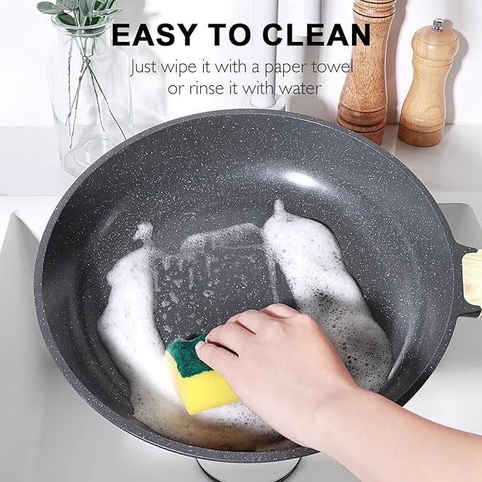 GiPP Ceramic Pots and Pans Set Non Stick - 22Pcs Nonstick Cookware Set, Non-Toxic Healthy Kitchen Cooking Set w/Frying Pans Set, Dishwasher Safe, PFAS PTFE PFOA PFOS Free, Dark Gray