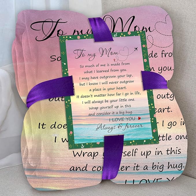 Gifts for Mom from Daughter or Son – to My Mom Blanket, Thoughtful Mothers Day, Birthday Gift, Cozy Present for Mother, Soft Flannel Throw Blanket 50x60 inches for Bed and Couch