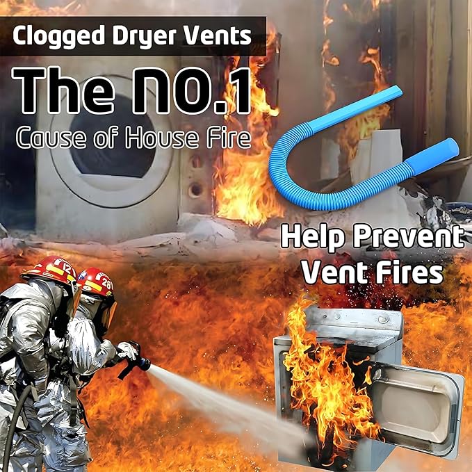 3 Pieces Dryer Vent Cleaner Kit: Vacuum Hose With Brush & Gloves Fits for Vacuums Cleaner, Refrigerator Condenser Coils, and Tight Spaces Behind Appliances, Deep Cleaning Tools for Clogged Ducts