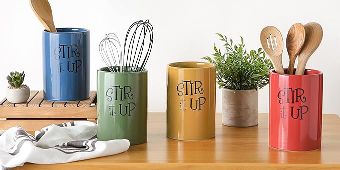 DII Kitchen Accessories Retro Collection, Ceramics, Utensil Holder, Blue