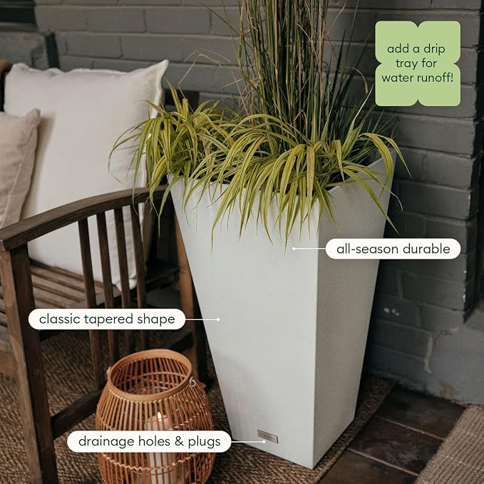Veradek V-Resin Indoor/Outdoor Taper Planter (24 inch, White)