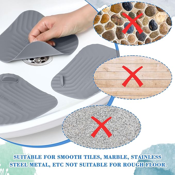 Yinkin 4 Pcs Shower Drain Cover Silicone Tub Stopper Floor Drain Cover Keep Bugs Out Sewer Anti-Odor Mat Deodorizing Plugs for Kitchen, Bathroom and Laundry (Gray)